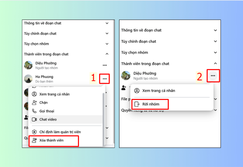 Các bước xóa thành viên nhóm Messenger bằng máy tính