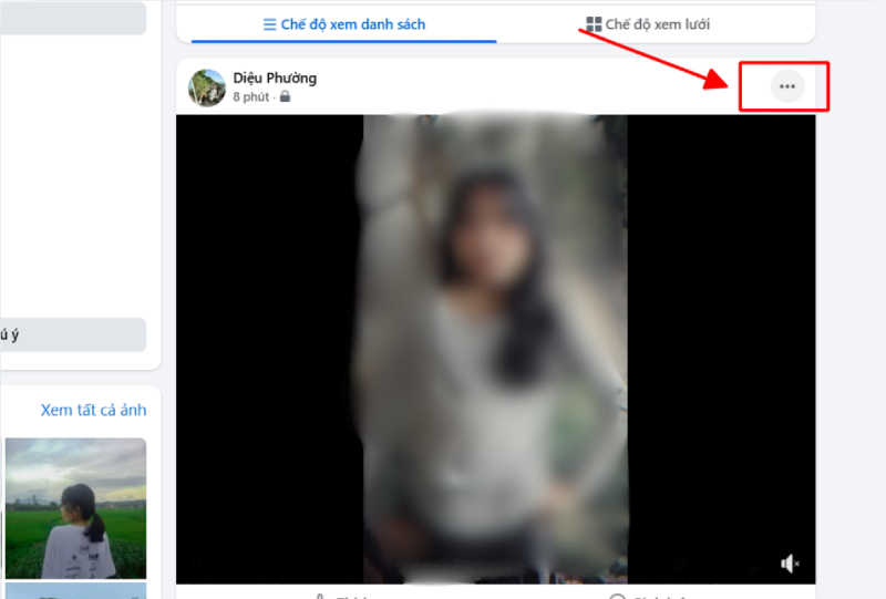 Nhấn vào biểu tượng ba chấm trên video Facebook