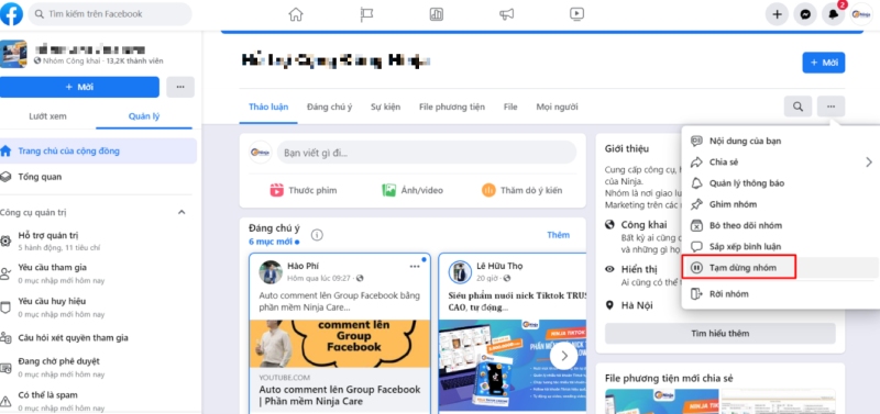 Cách thực hiện tạm dừng nhóm