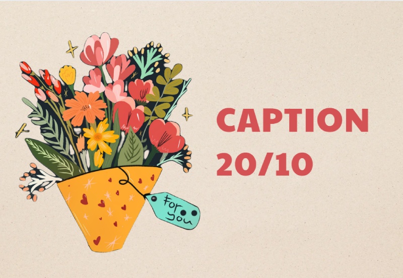 Bó hoa và chữ Caption 20/10 