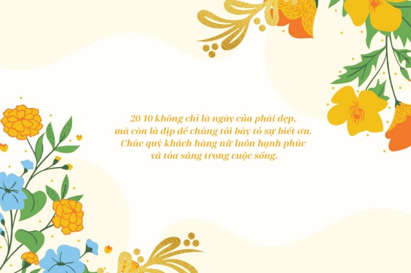 Thiệp hoa vàng cam chúc 20/10 cho khách hàng
