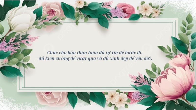 Khung hoa lá kèm lời chúc bản thân ngày 20/10