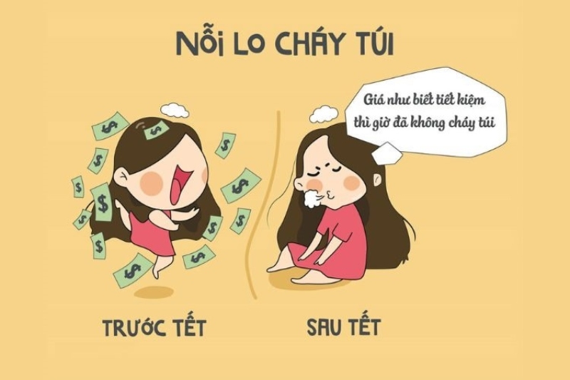 Caption cho chủ đề hết Tết, tiền cũng hết theo