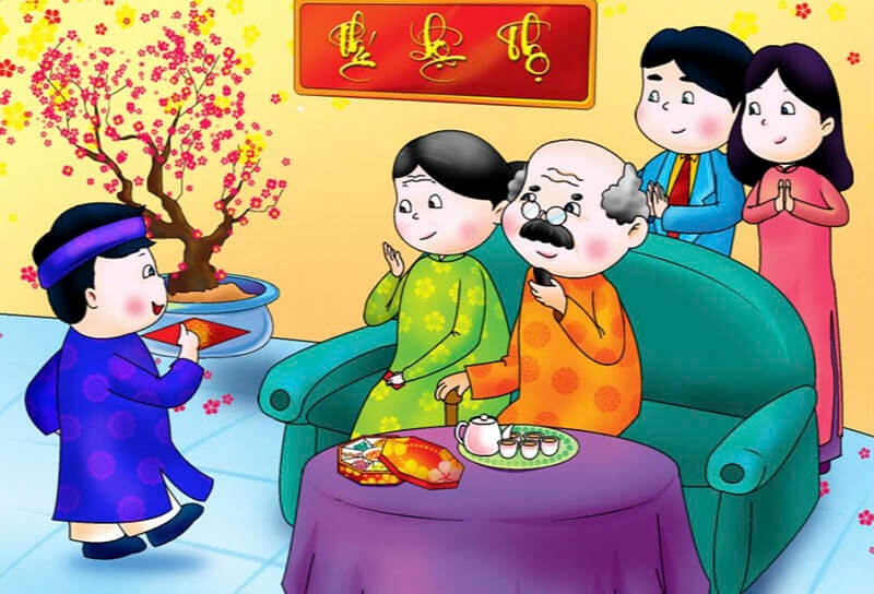 Bé chúc Tết ông bà