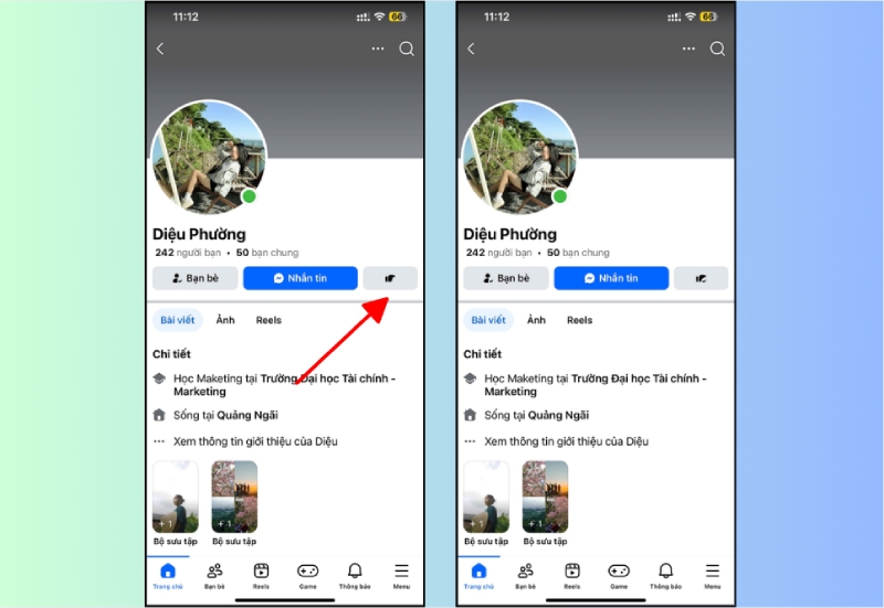 Trang cá nhân Facebook hiển thị nút chọc bạn