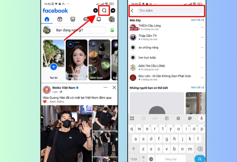 Tìm kiếm bạn bè trên Facebook bằng điện thoại Android