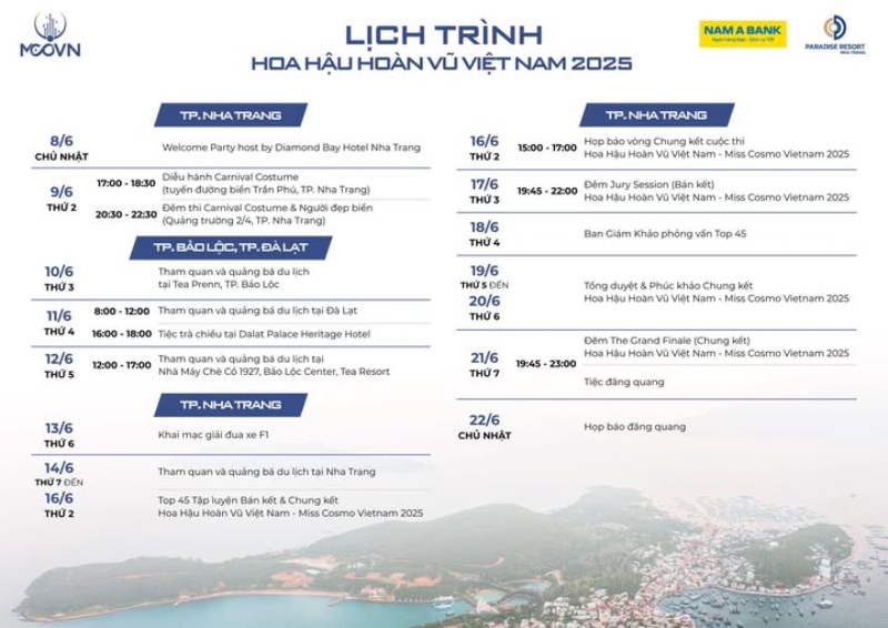 Lịch trình hoa hậu hoàn vũ việt nam