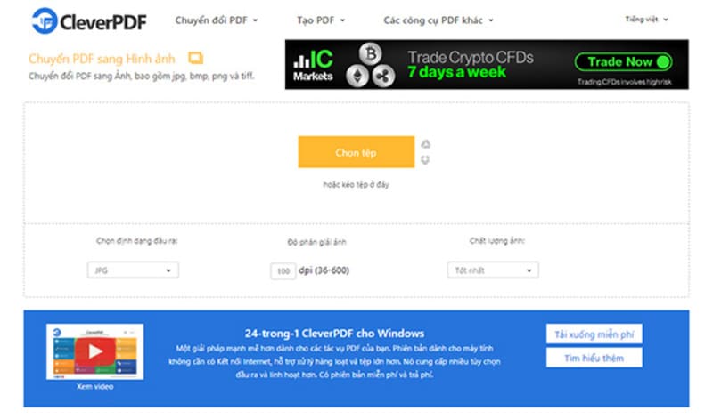 Chuyển file PDF sang ảnh Online bằng CleverPDF