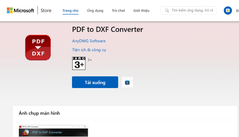 Giao diện PDF to DXF Converter trên microsoft