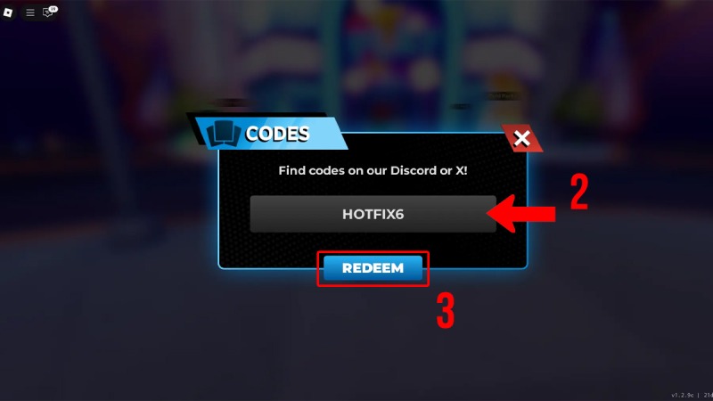 Nhập mã HOTFIX6 và nhấn nút Redeem để nhận quà