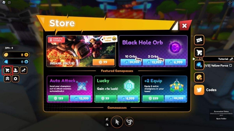 Giao diện cửa hàng trong game, nơi có các gói vật phẩm và orb đặc biệt