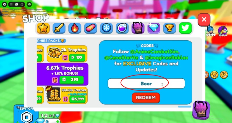Màn hình nhập code với mã "Boor"