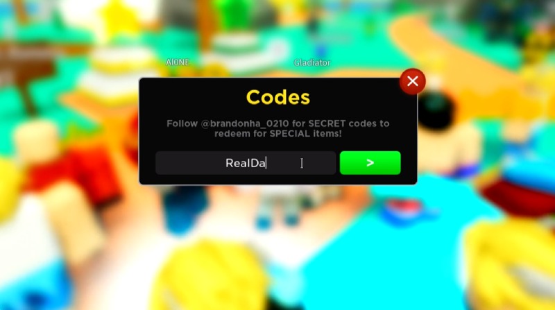Giao diện nhập code trong game Anime Fighters Simulator