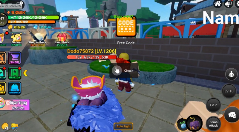 Tìm NPC “Free Code” để nhập mã đổi thưởng trong thế giới game