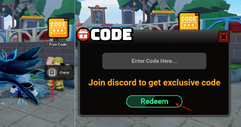 Giao diện nhập code hiển thị hướng dẫn đổi mã ngay trong game