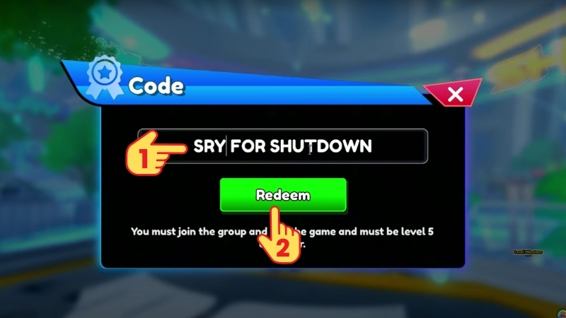 Điền mã code và nhấn redeem