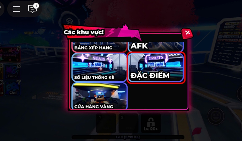 Lựa chọn mục đặc điểm