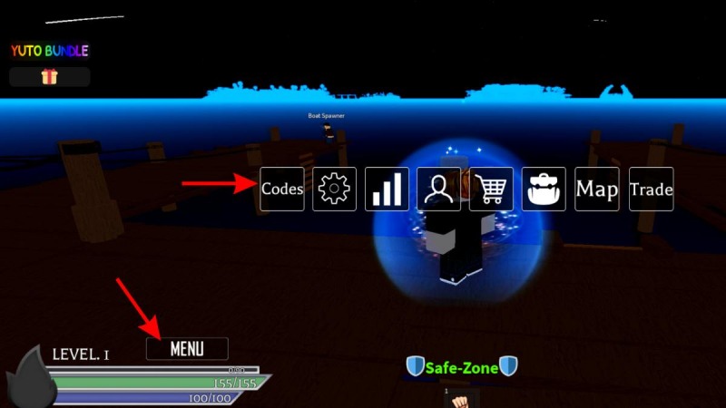 Cách vào menu và chọn mục nhập code trong game