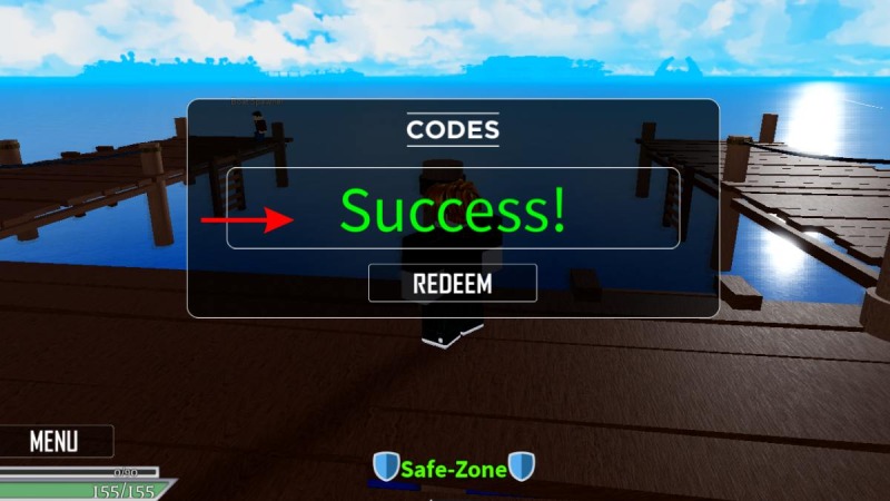 Màn hình thông báo nhập code thành công trong game