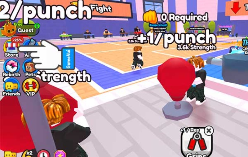 Giao diện trong game Arm Wrestling Simulator