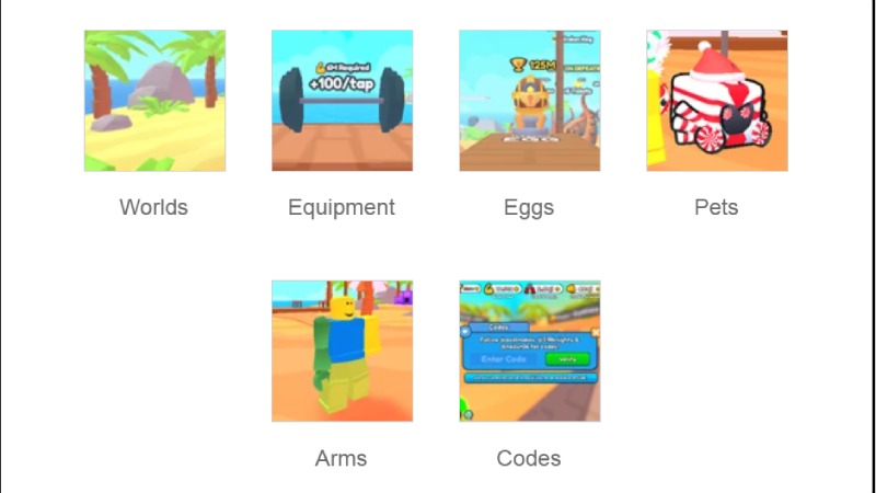 Các vật phẩm trong game Arm Wrestle Simulator 