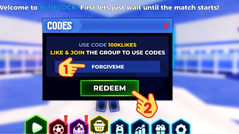 Nhập mã code và nhấn redeem