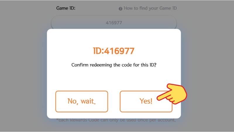 Xác nhận ID người chơi trước khi đổi mã.