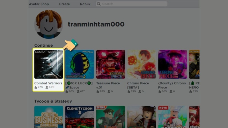 giao diện game Combat Warriors Roblox