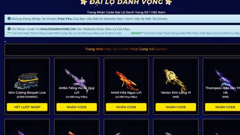 Nhận ngay code vũ khí cực hiếm tại trang chính thức Đại Lộ Danh Vọng