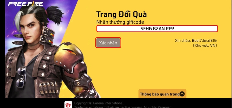 Trang chính thức nhập giftcode Free Fire với quà tặng cực kỳ hấp dẫn