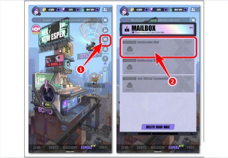 Hướng dẫn kiểm tra hộp thư (Mailbox) trong game Dislyte.