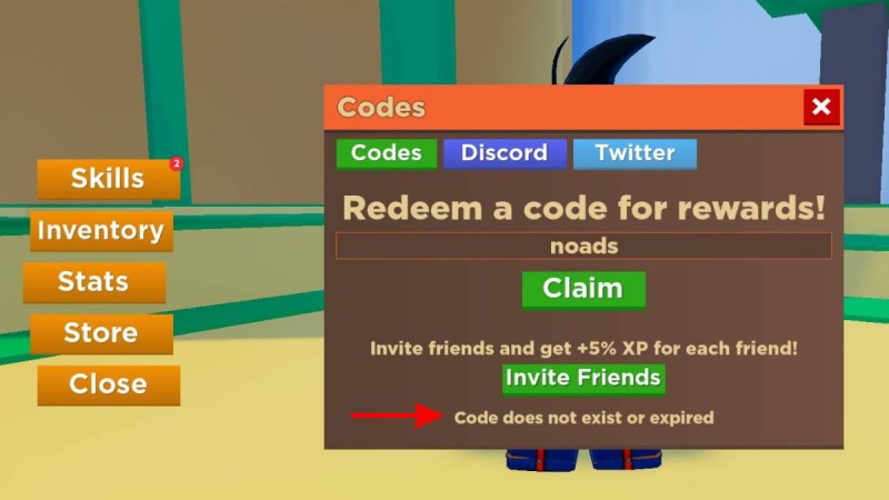 Code lỗi khi nhập codes sai hoặc hết hạn