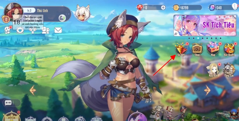 Màn hình chính game Dragon Waifu với nhân vật nữ chính