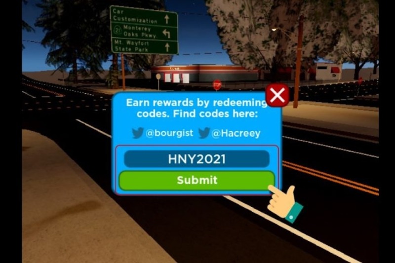  Giao diện nhập mã “HNY2021” trong Driving Empire