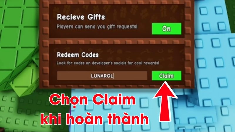 Chọn nút claim