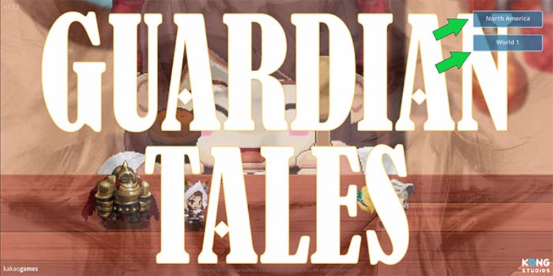 Chọn server North America trong Guardian Tales.