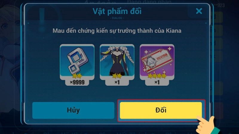 Chọn mục "Đổi" để xác nhận lần cuối