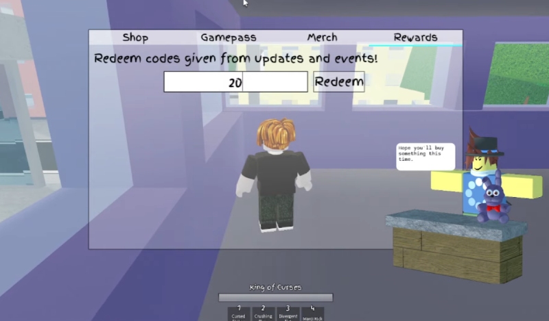 Khung nhập code từ sự kiện trong mục Rewards của game Roblox