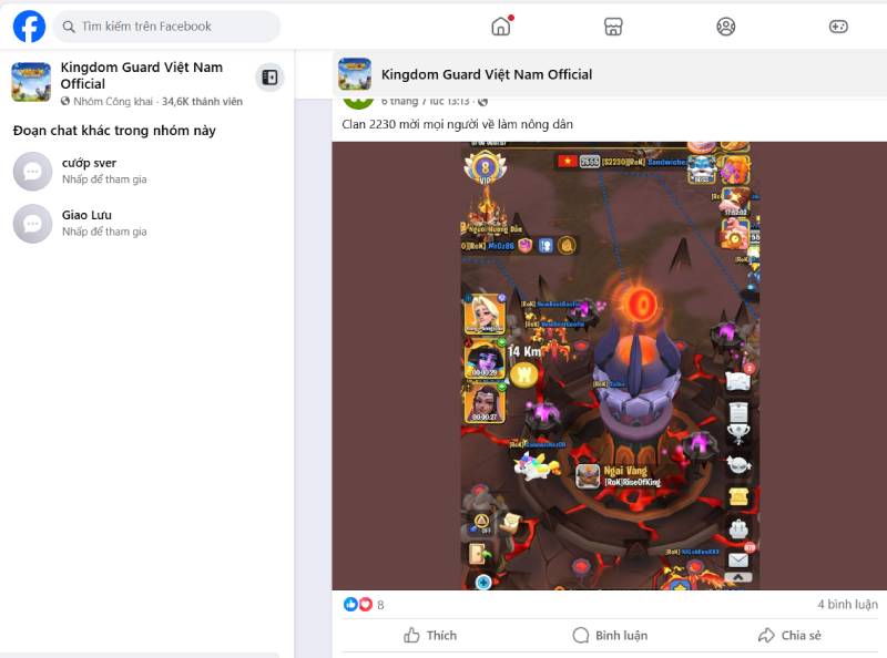 Nhóm Facebook chính thức Kingdom Guard Việt Nam.