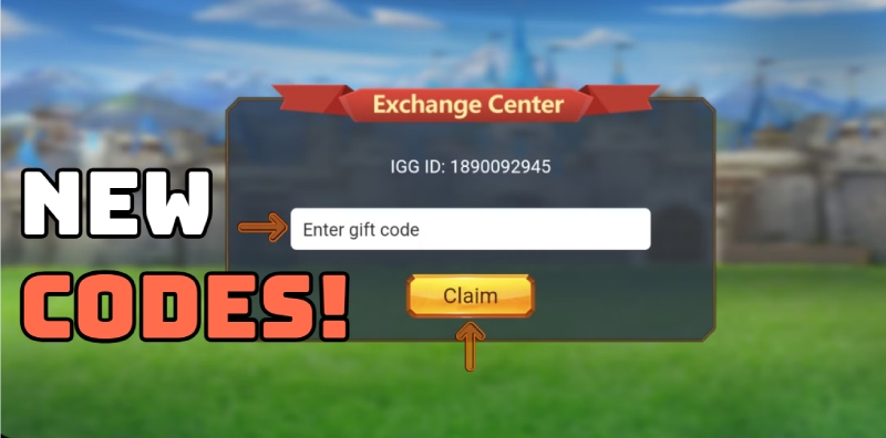 Giao diện nhập giftcode tại trung tâm đổi mã game Lords Mobile