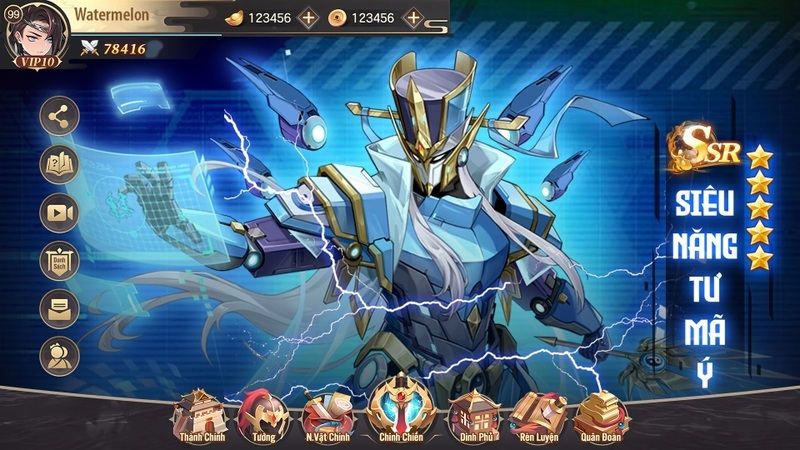 Giao diện chính trong game với tướng SR “Siêu năng Tư Mã Ý”