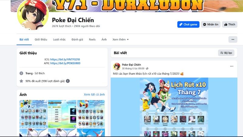 Fanpage Facebook của Poke Đại Chiến