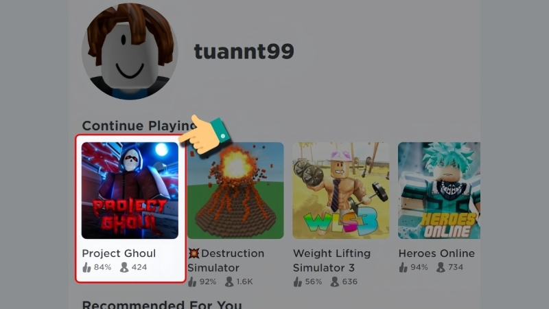 Chọn và truy cập game Project Ghoul