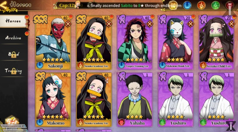 Bộ sưu tập tướng với nhiều nhân vật SSR và R quen thuộc trong game