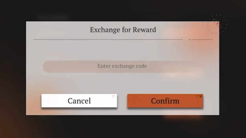 Giao diện nhập mã code trong Reverse: 1999 - khung “Exchange for Reward” 