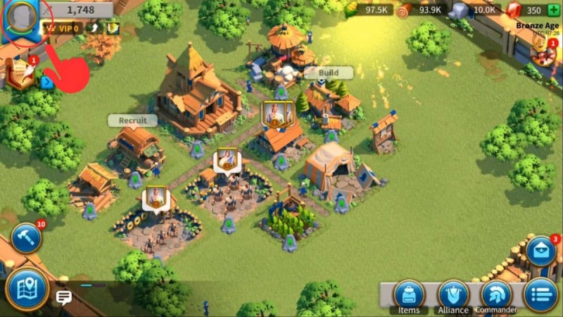 Giao diện chính của Game Rise of Kingdom