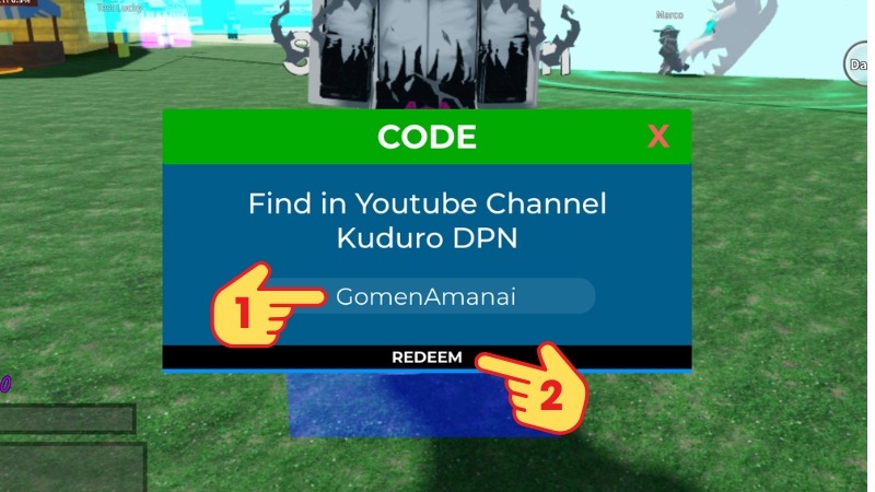 Công đoạn nhập mã Code Rock Fruit