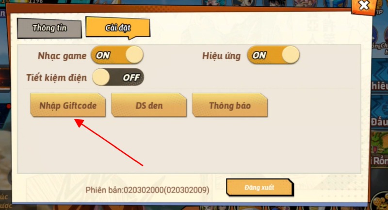 Hướng dẫn nhập giftcode