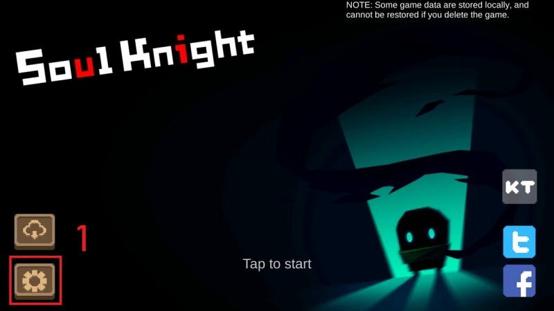 Giao diện menu chính của Soul Knight với biểu tượng cài đặt