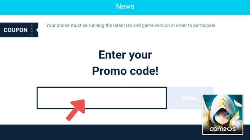 Màn hình nhập mã code khuyến mãi Summoners War với ô trốn